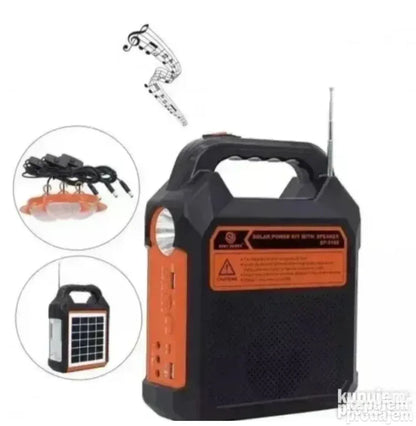 Solarna stanica | Punjač + LED svetlo + FM radio + MP3 + Bluetooth