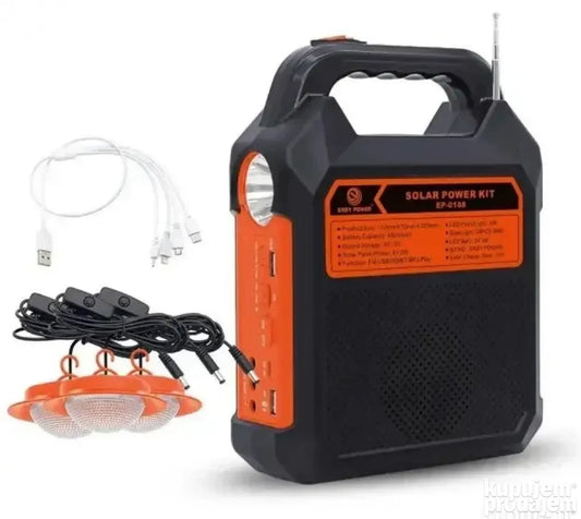 Solarna stanica | Punjač + LED svetlo + FM radio + MP3 + Bluetooth