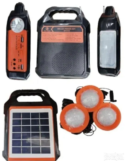 Solarna stanica | Punjač + LED svetlo + FM radio + MP3 + Bluetooth