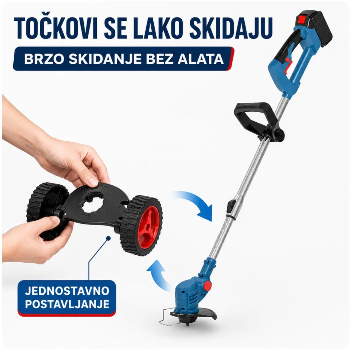 Aku Trimer sa 2 baterije + Točkovi + Set alata
