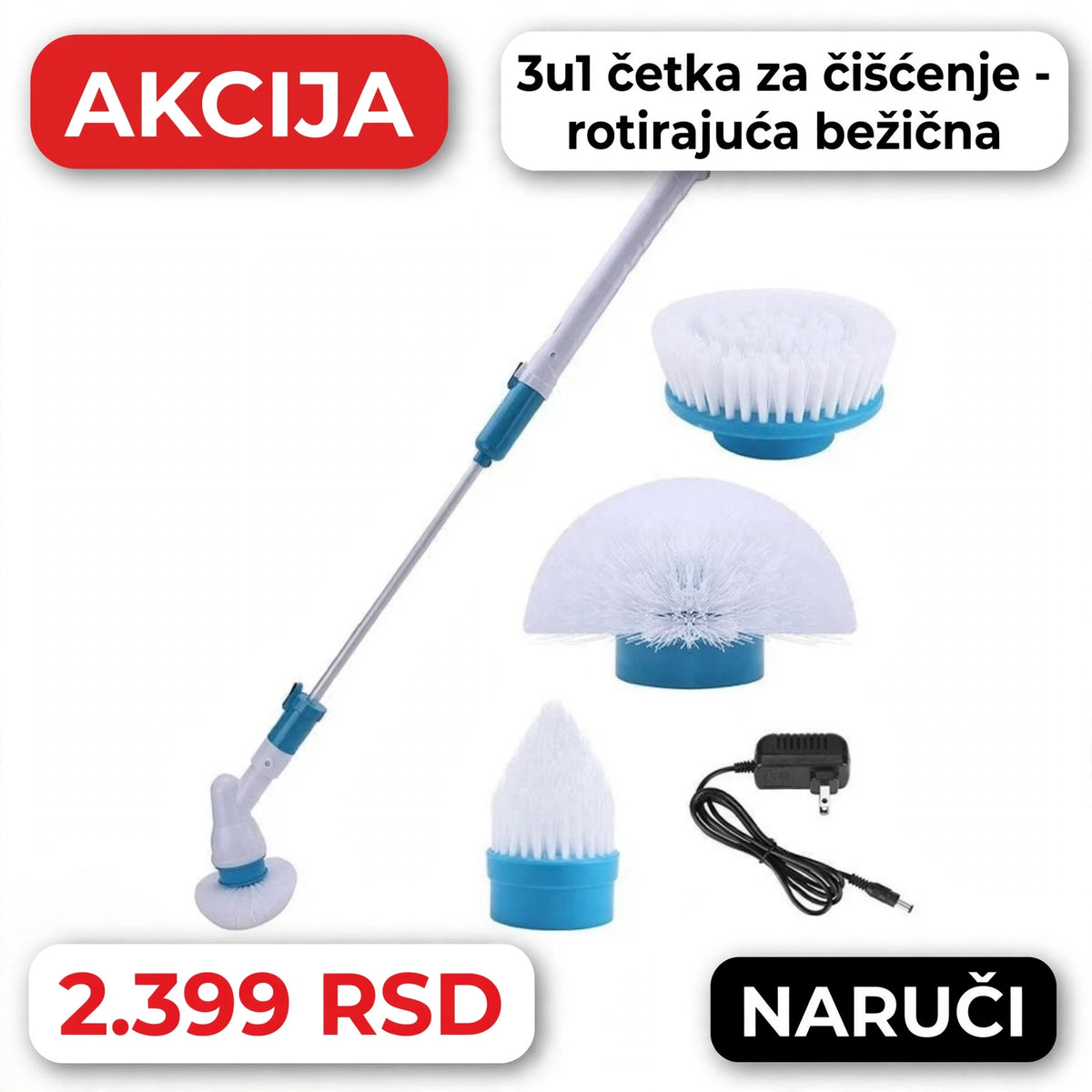 3u1 četka za čišćenje – rotirajuća bežična četka za dom