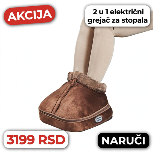 2 u 1 električni grejač za stopala, udoban plišani masažer grejač za stopala, masažer za grejanje stopala, velike papuče za masažu i grejanje