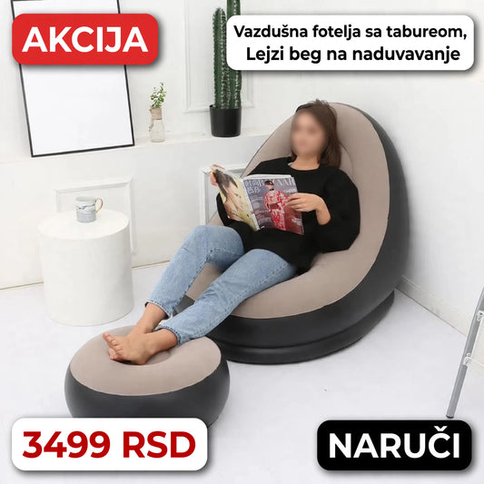 Vazdušna fotelja sa tabureom, Lejzi beg na naduvavanje