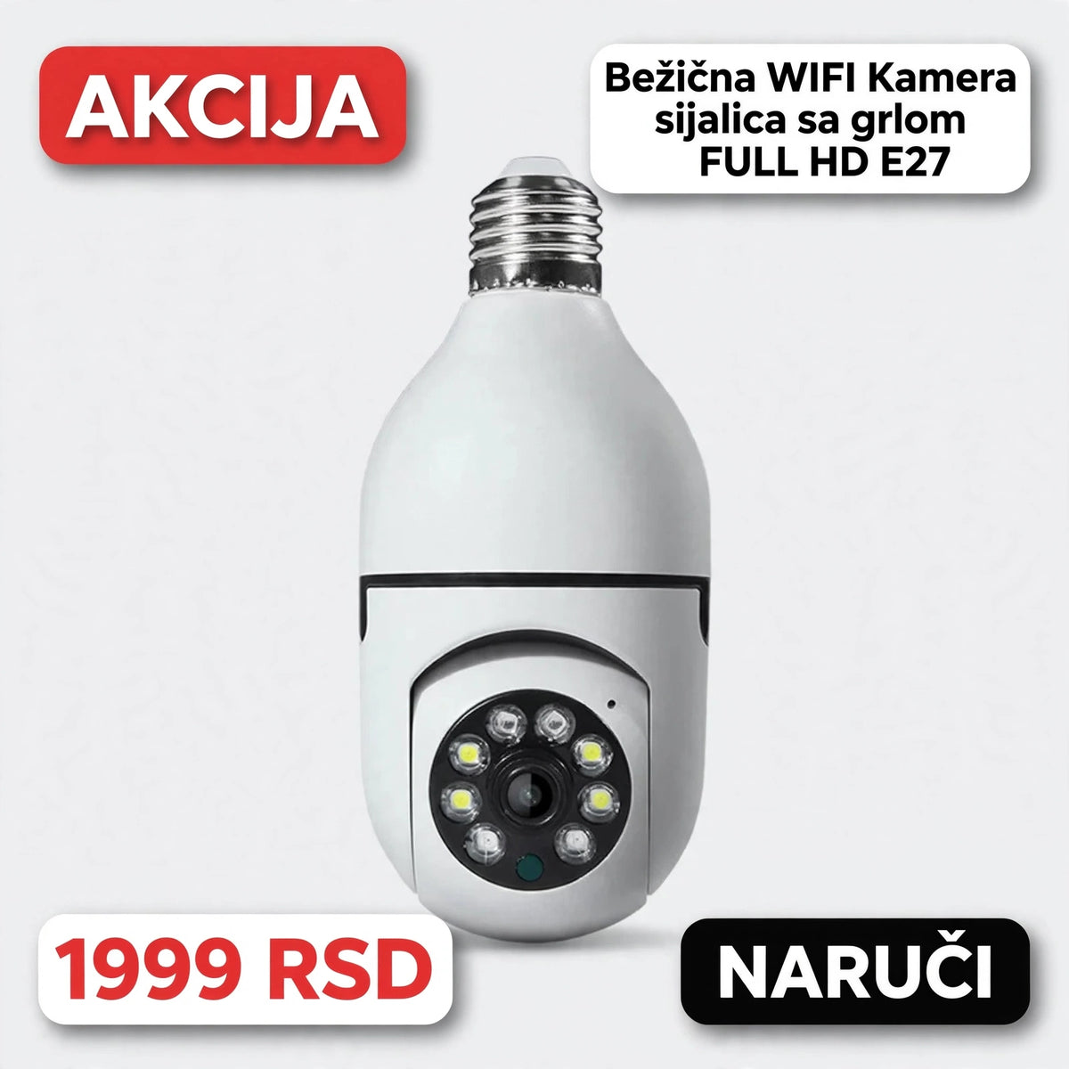 Bežična WIFI Kamera sijalica sa grlom FULL HD E27