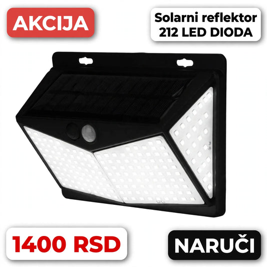 Solarni reflektor 212 LED DIODA
