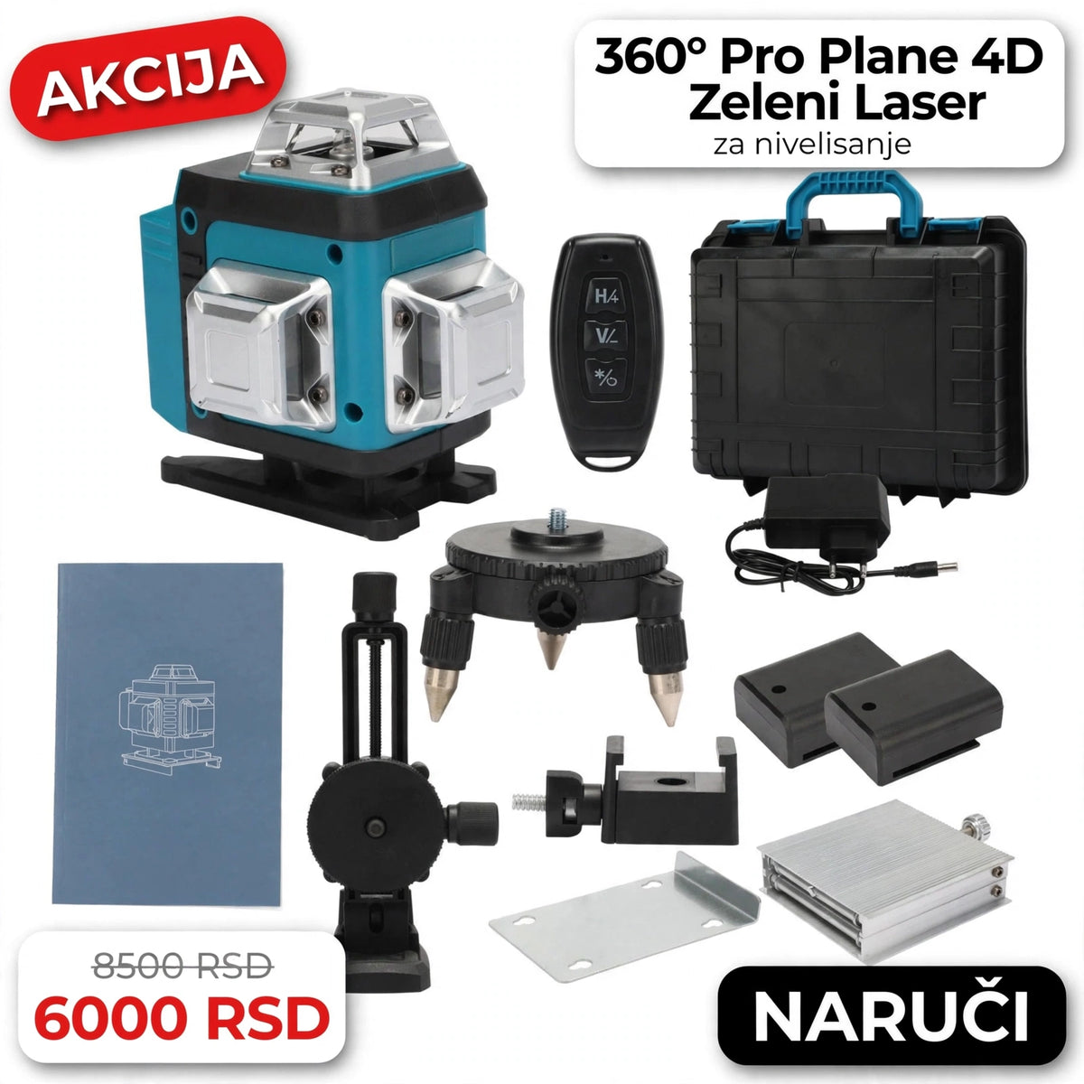 4D Zeleni Laserski Nivelator 360° – DEKO Pro Plane